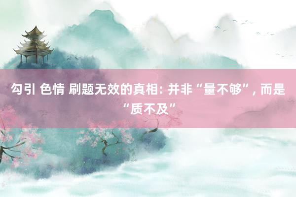 勾引 色情 刷题无效的真相: 并非“量不够”， 而是“质不及”
